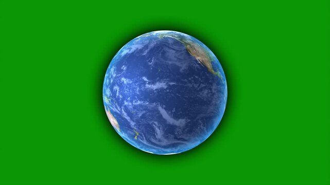The earth rotates. Animation of planet earth rotation animation of the rotation of planet Earth. Continents and oceans. earth circle motion graphics on green background.