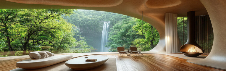 shape of fantasy house interior with curved lines.