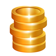Stack of gold coins. Vector 3D illustration isolated on white background.