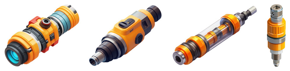 A 3D fuel injector icon with a transparent background, emphasizing its function in delivering fuel to the engine.