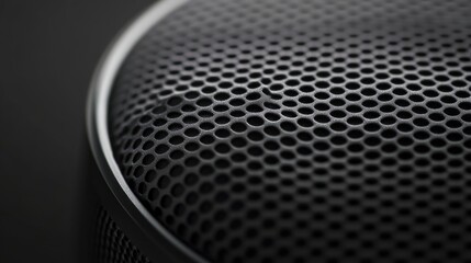 Close-Up of a Round Speaker Grill with Circular Holes Against a Dark Background Highlighting Texture and Modern Design Elements