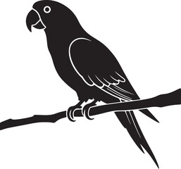 Obraz premium A parrot with a striking crest sat elegantly on a branch, its silhouette sharply defined against the backdrop.