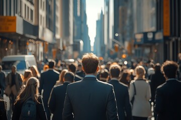 African American Businessman Commutes City Street Depth of Field