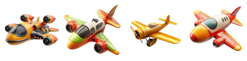 Futuristic Biplane Flying Object 3D Illustration Retro Inspired Design with a Modern Twist Isolated on White and Transparent Background