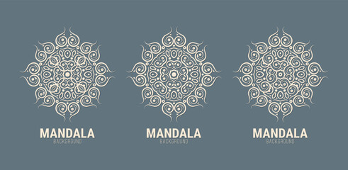 Set of Mandala flat background design template