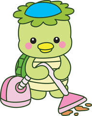 Obraz premium Kawaii japanese mythology Kappa sticker cute. Cute kappa mascot ghost japanese.