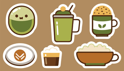 Delicious Beverage Stickers with Whipped Cream