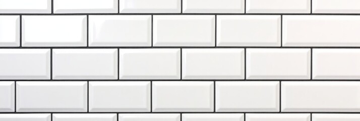Fototapeta premium Seamless White Subway Tile Texture Background, Clean And Modern Interior Design Detail