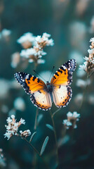 Obraz premium beautiful group of butterfly summer background with flower