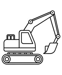 Construction excavator silhouette illustration