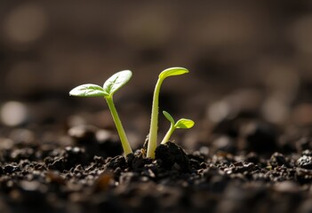 Plant Growth Seedling sprouting and reaching towards the light s
