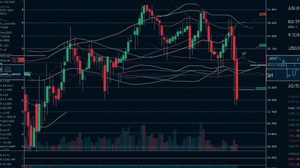 Naklejka premium Detailed Market Analysis with Candlestick Charts and Rising Trends design depicting the financial data and analytics of the market performance
