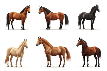 Equestrian Elegance Detailed s of Horses in Various Poses