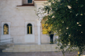 a Mediterranean style church on a sunny day in Larnaca, Cyprus