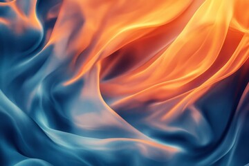 Obraz premium Abstract Fabric Flow in Orange and Blue Tones