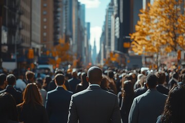Obraz premium African American Man in Suit, Fall City Congestion