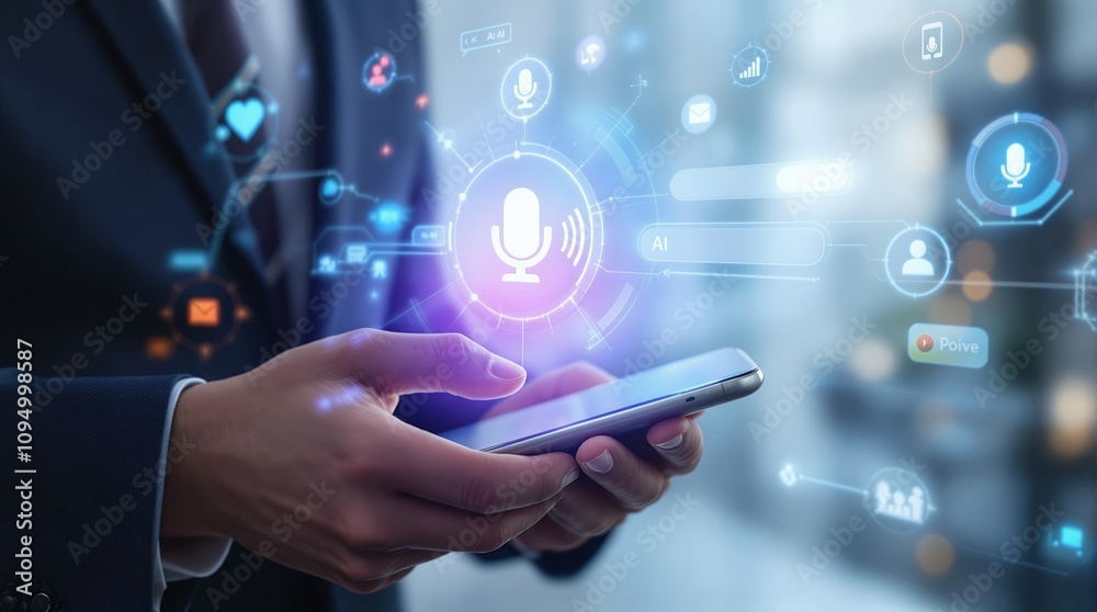 Aufkleber Voice Recording and AI-Enabled Search for Business Professionals Using Smartphones to Enhance Communication and Access Information Efficiently