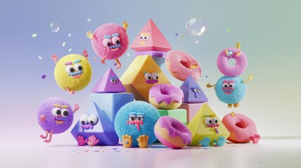 Obraz premium Fluffy funny colorful figures