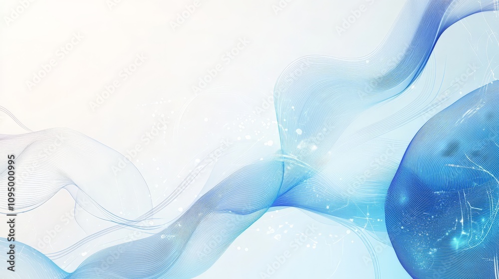 Poster A serene abstract background featuring soft blue waves and light patterns, creating a tranquil and modern atmosphere.