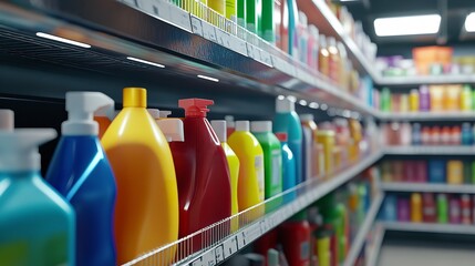 Grocery Aisle with a Vibrant Selection of Condiments and Sauces on Display