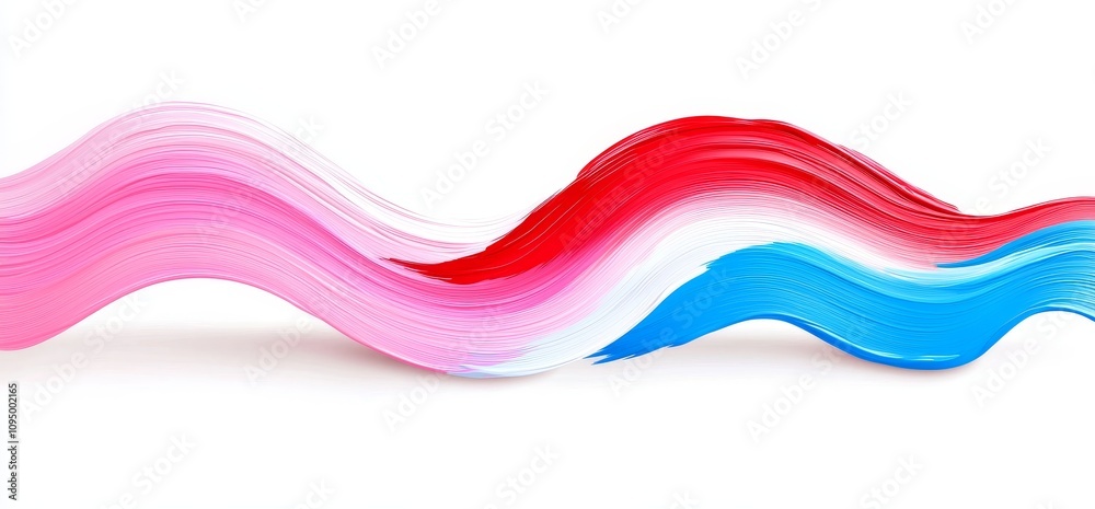 Poster lively red ribbons create a smooth brushstroke look. digital abstract design elements with gradient 