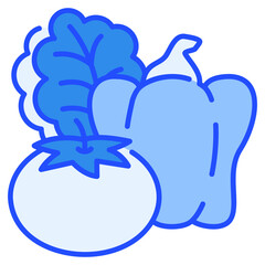 Nutrition Pack Icon,Vegetables Blue Color Icon