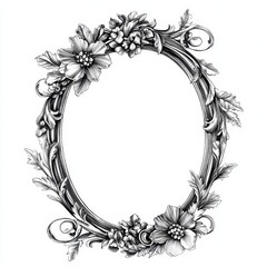 Ornate floral frame design with intricate details for decorative purposes.