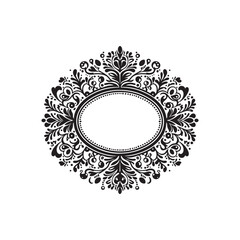 round frame with floral ornament for text and décor isolated vector on white background