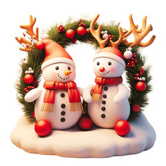 Merry Christmas 3d cute snowman 2