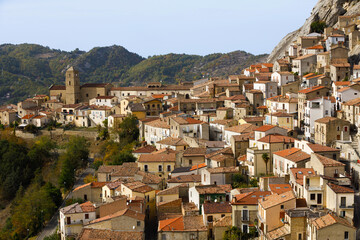 The picturesque village of Pietrapertosa on the scenic rocks of the of the Apennines Dolomiti Lucane, Basilicata, Italy