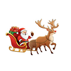 Fototapeta premium Santa Claus in sleigh with reindeer 3