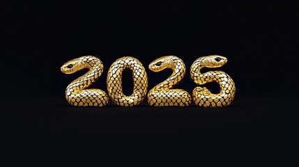 Fototapeta premium A golden snake forms the numbers 