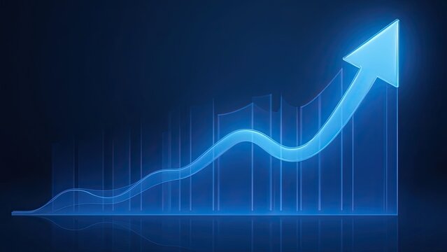 Trend line representing growth in data analytics and business performance over time