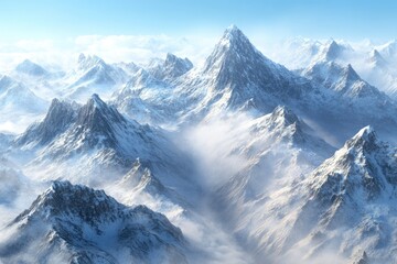 Naklejka premium Majestic Snow Covered Mountain Peaks