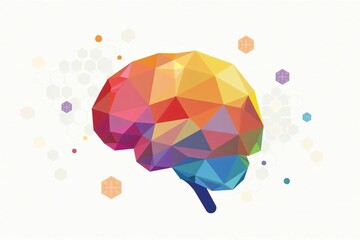 "Polygonal Brain with Colorful Gradient: A Visual Representation of AI and Neural Networks"
