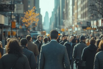 Anonymous Businessman in a Blurred Metropolitan Crowd