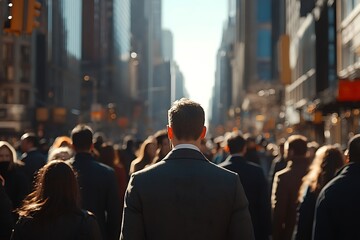 Obraz premium Anonymous Businessman in Modern City Crowd