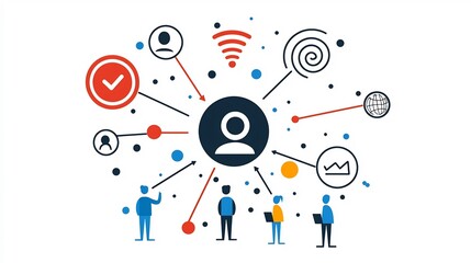 Fototapeta premium Modern black outline icon set depicting elements of work efficiency project management business production and target success Symbolizing innovative solutions for productivity optimization