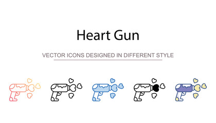 Heart Gun icon design with white background stock illustration