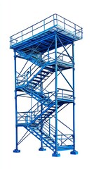 Blue Metal Platform with Stairs - Industrial Scaffolding