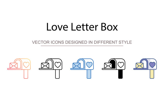 Love Letter Box icon design with white background stock illustration