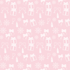 Fototapeta premium Seamless New Year and Christmas pattern print wallpaper background illustration vector art for textile paper pack etc 