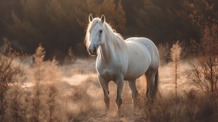 Obraz premium Elegant White Horse Photographed in Its Natural Habitat