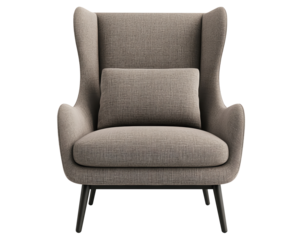 Elegant and comfortable armchair with a minimalist design for modern living spaces, on transparent background.