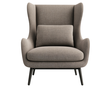 Elegant and comfortable armchair with a minimalist design for modern living spaces, on transparent background.