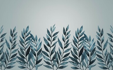 Teal watercolor leaves border. Serene teal foliage, evokes tranquility and natural beauty. Perfect for calming designs.