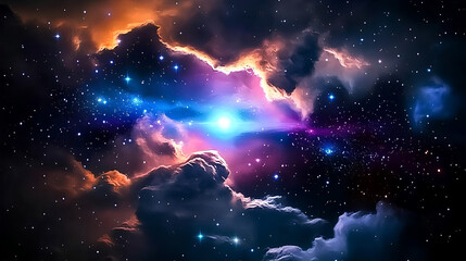 Obraz premium Beautiful night sky filled with stars and nebula.