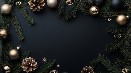 Festive Christmas Elements: Pine Branches, Ornaments, Gifts, Candles, and Snowy Landscapes
