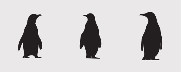 penguin silhouette bundle vector illustration