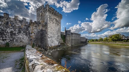 The stone bridge arched gracefully over the river, its weathered surface blending harmoniously with the modern buildings that lined the city skyline.
